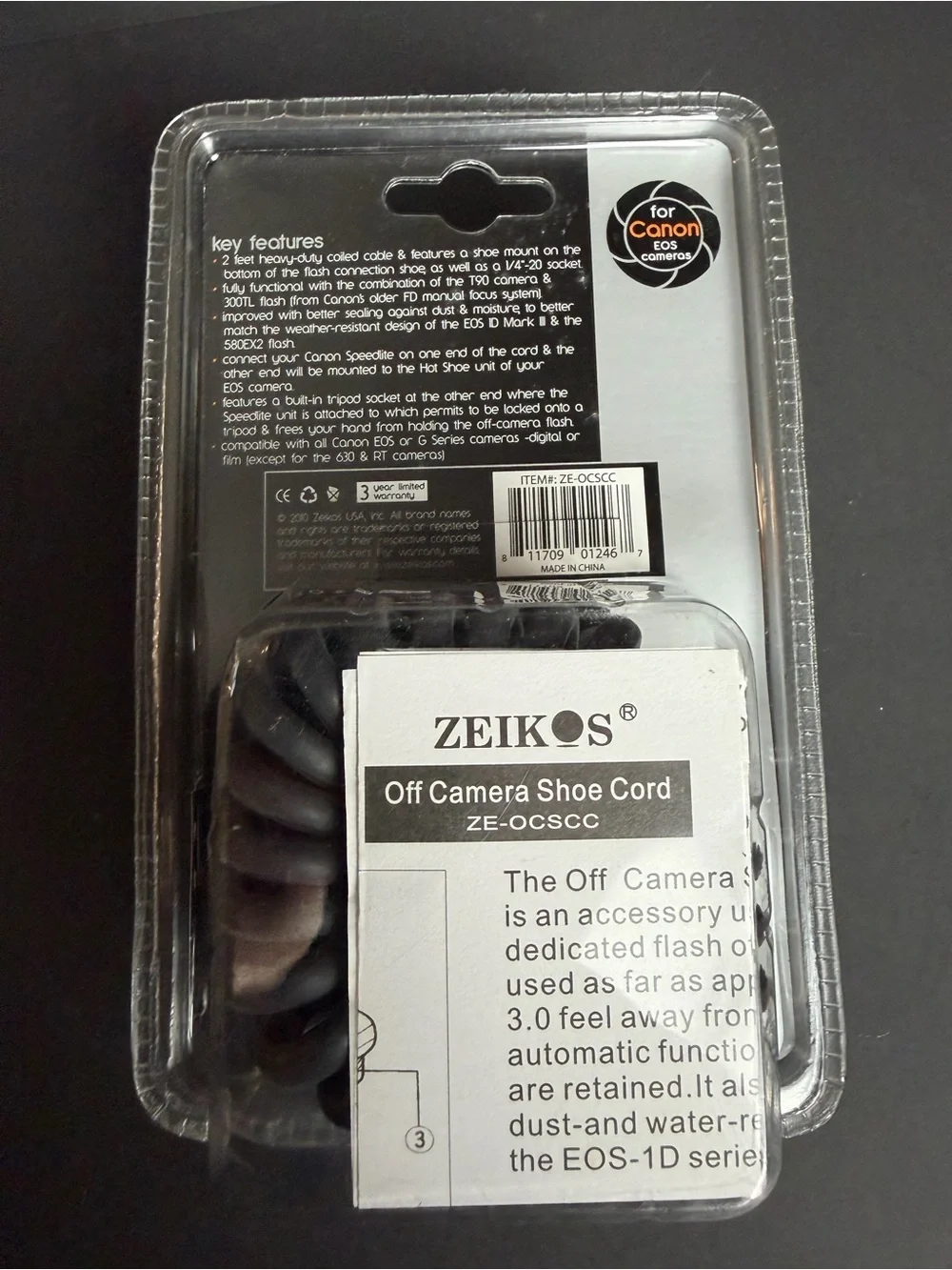 ZE-OCSCC Off-Camera Flash Cord for Canon - Black
